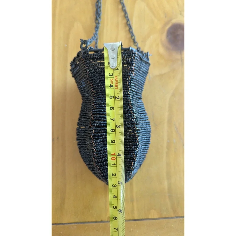 Vintage Black Beaded Hanging Candle Holder Lantern Whimsigoth Goth Decor
